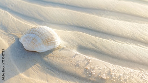 Seashell Resting on Sandy Beach