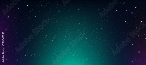 Sky Galaxy,Cloud with Nebula and Stars at Dark Night Background,Vector Universe filled with Starry in Green,Blue Sky,Beautiful Nature Star field with Milky Way,Horizon banner colorful cosmos,stardust