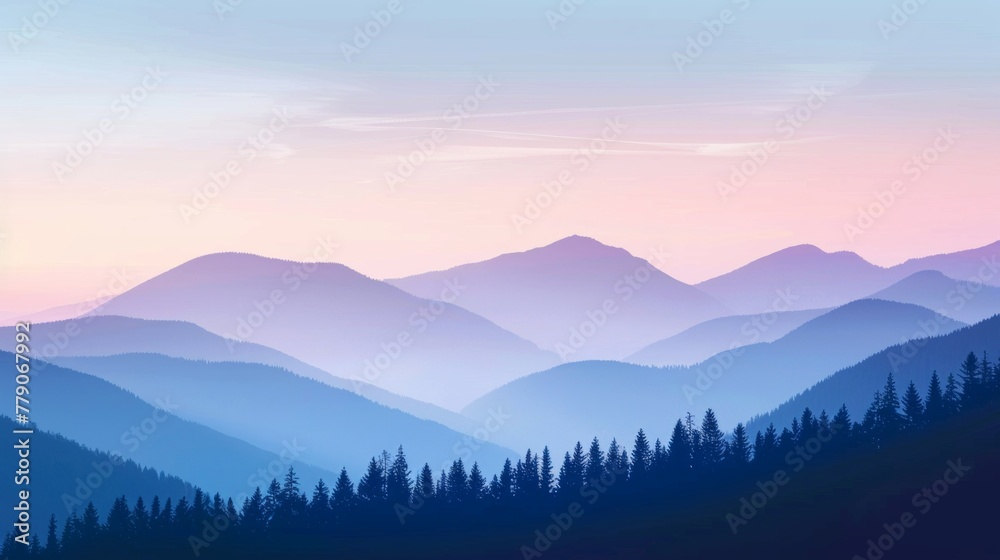 Obraz premium Ethereal Dawn Light Over Misty Mountains