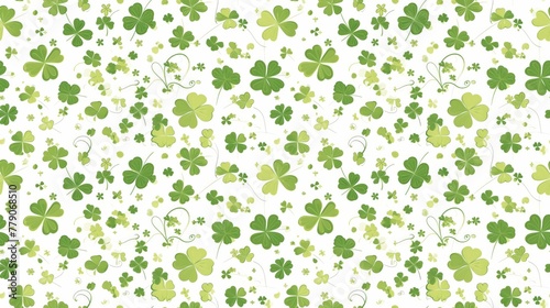 Clover leaves  symbols of luck  light green on white
