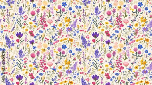 Fairy tale flower garden, whimsical and colorful, watercolor