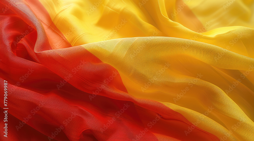 Obraz premium Yellow and red color flag, clean flag, team flag, close up. Generative AI.