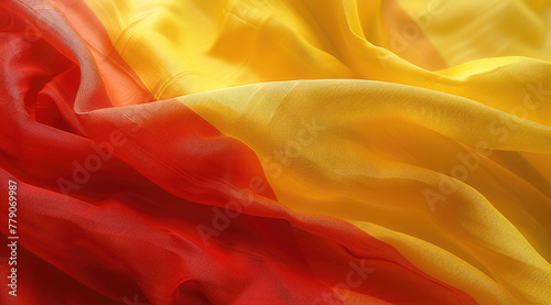Yellow and red color flag, clean flag, team flag, close up. Generative AI.