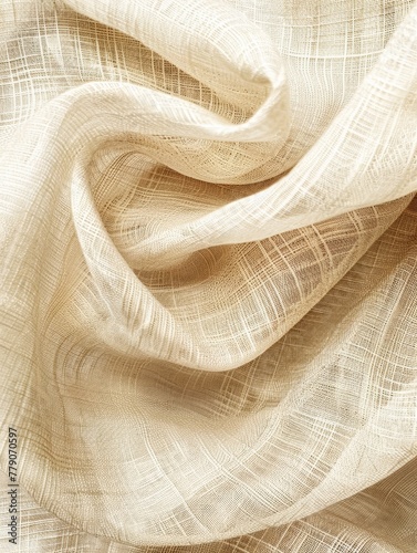 Soft folds of luxurious white textured fabric, beautifully highlighted in a close-up that accentuates its potential for elegance and sophistication. Burlap fabric texture - background