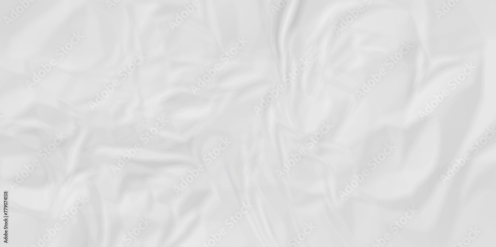Soft white wrinkly backdrop paper background. panorama grunge wrinkly paper texture background, crumpled pattern texture. white paper crumpled texture. white fabric crushed textured crumpled.