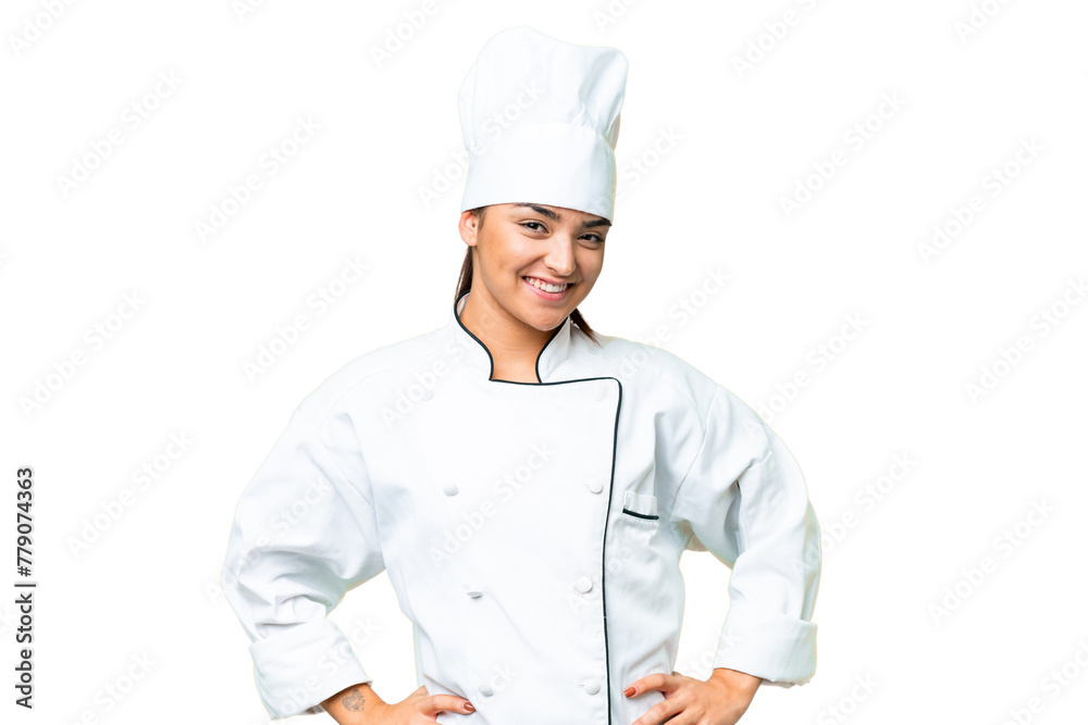 Young woman Chef over isolated chroma key background laughing