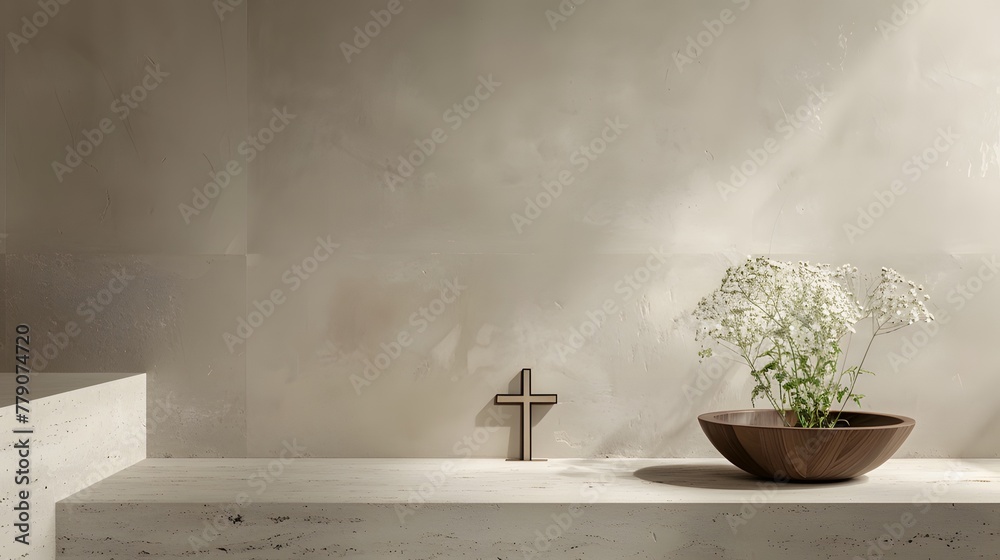 Gracefully placed cross to the side, providing room for artistic vision. Gracefully placed cross to the side, providing room for artistic vision.