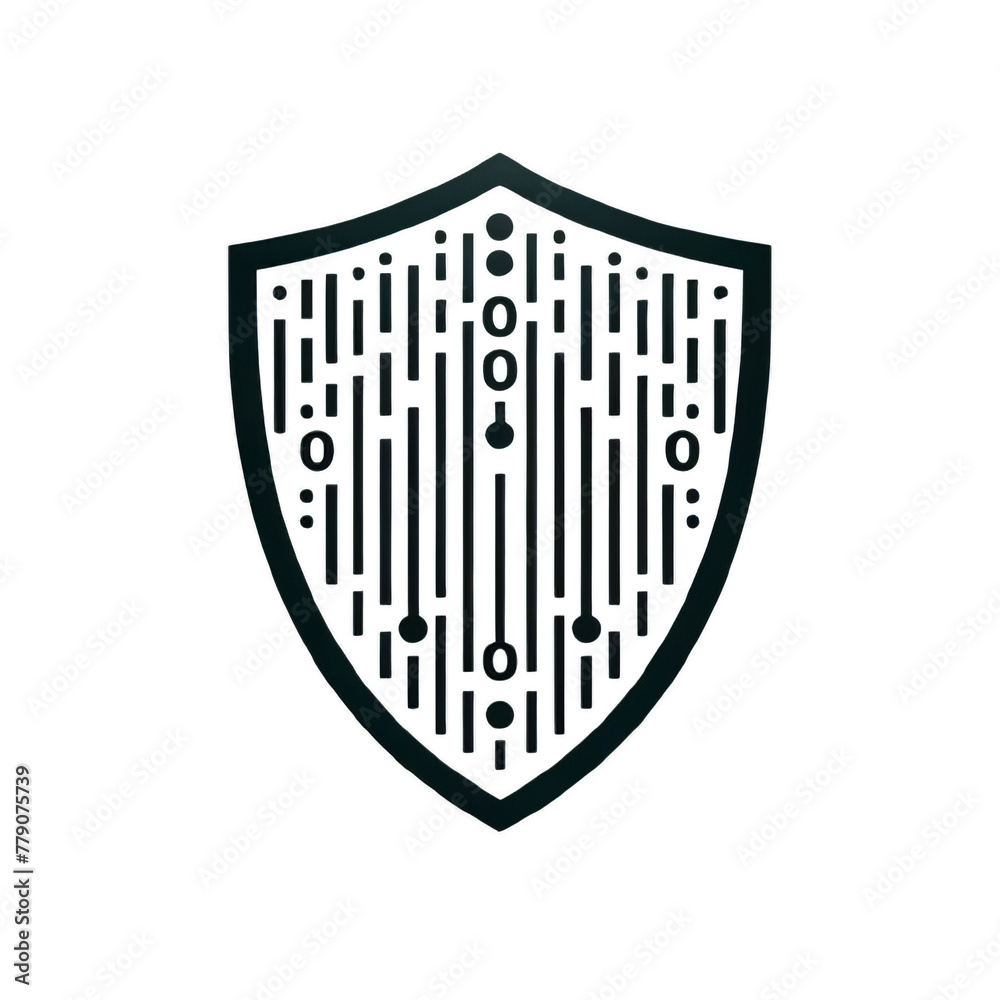 Fotografie Stylized Shield Emblem with Circuit Board Design, Signifying Data Security and T