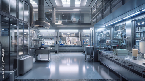 A state-of-the-art pharmaceutical research animal facility with animal housing and research chambers, momentarily unoccupied but ready to conduct preclinical studies photo