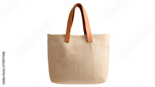 Eco-friendly jute bag on a transparent background (ID: 779077588)