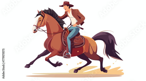 Young handsome man riding a horse 2d flat cartoon v © iclute4