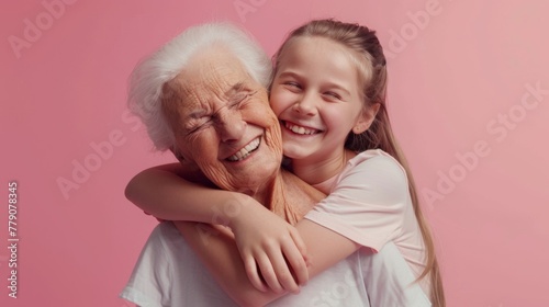 Grandmother and Granddaughter Embracing photo