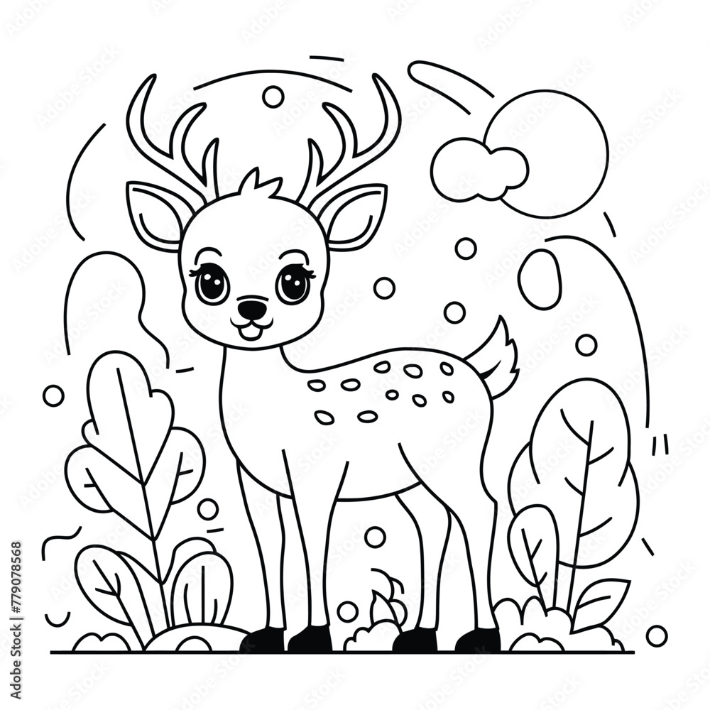 Hand drawn deer outline illustration Hand drawn deer outline illustration