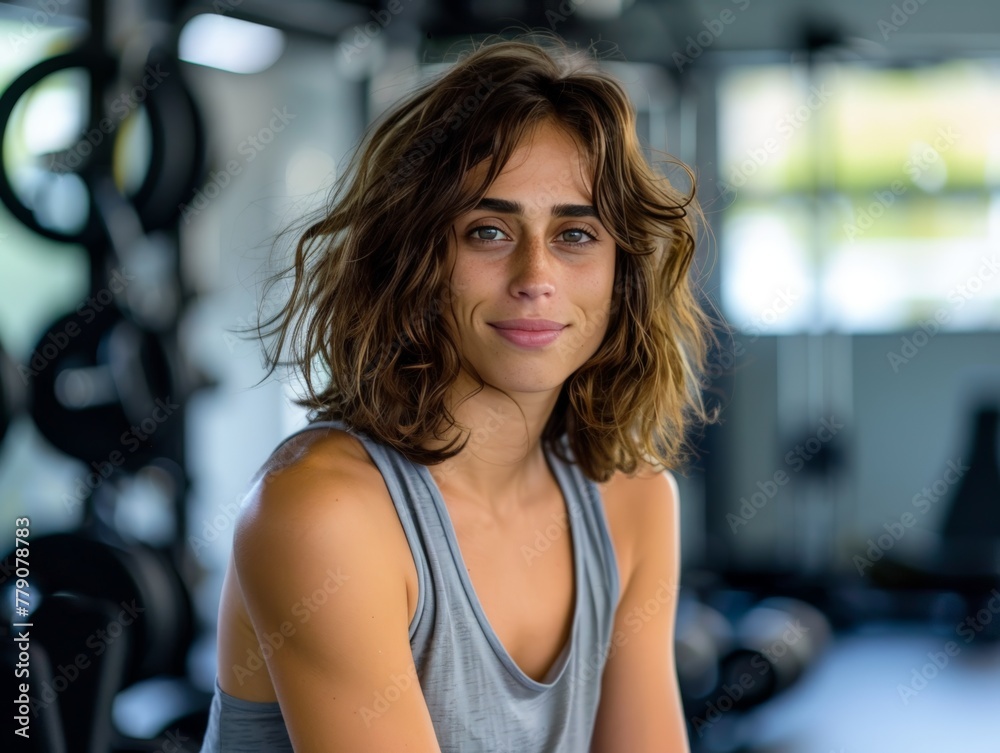 Portrait of a Female Gym Trainer. Generative AI.