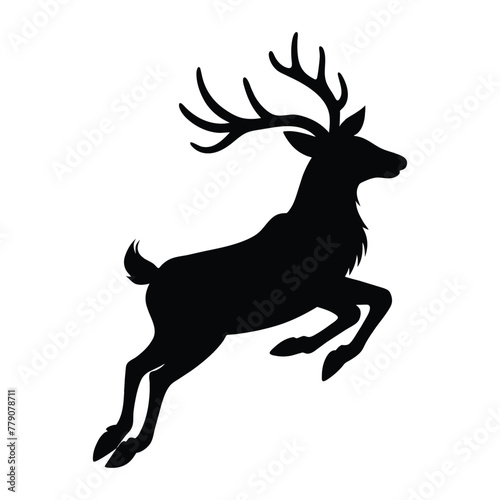 silhouette of a elk animal on white