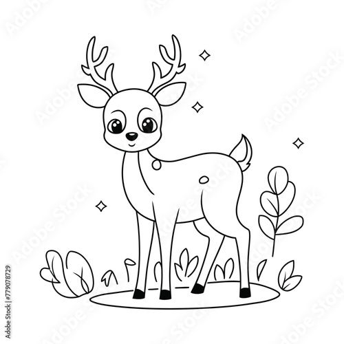 Hand drawn deer outline illustration
