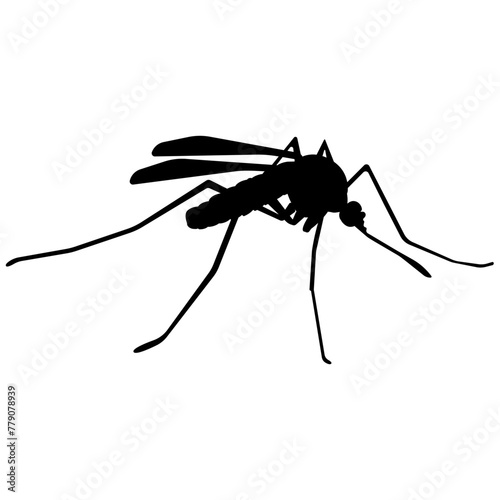 Silhouette of a mosquito, image of a winged insect that carries disease