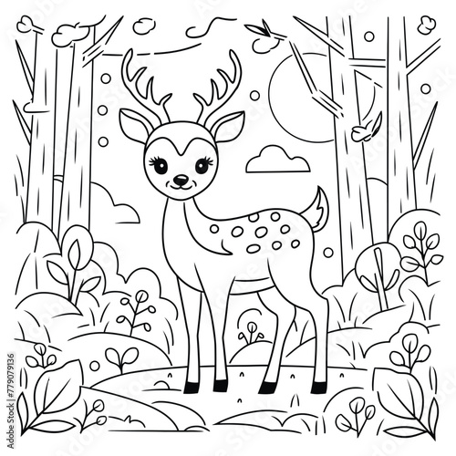 Hand drawn deer outline illustration