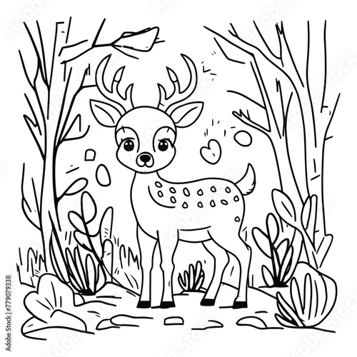 Hand drawn deer outline illustration