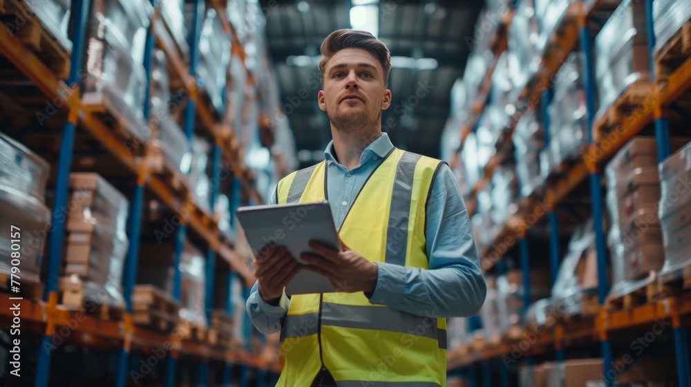 Supervisor with Tablet in Warehouse Supervisor with Tablet in Warehouse