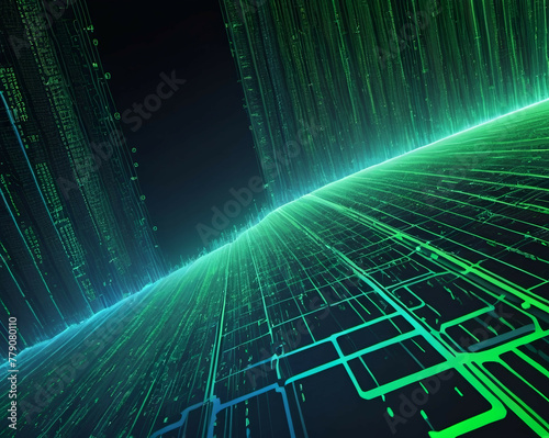 Futuristic cyberspace, virtual reality with digital data elements. Abstract background. High technology concept.