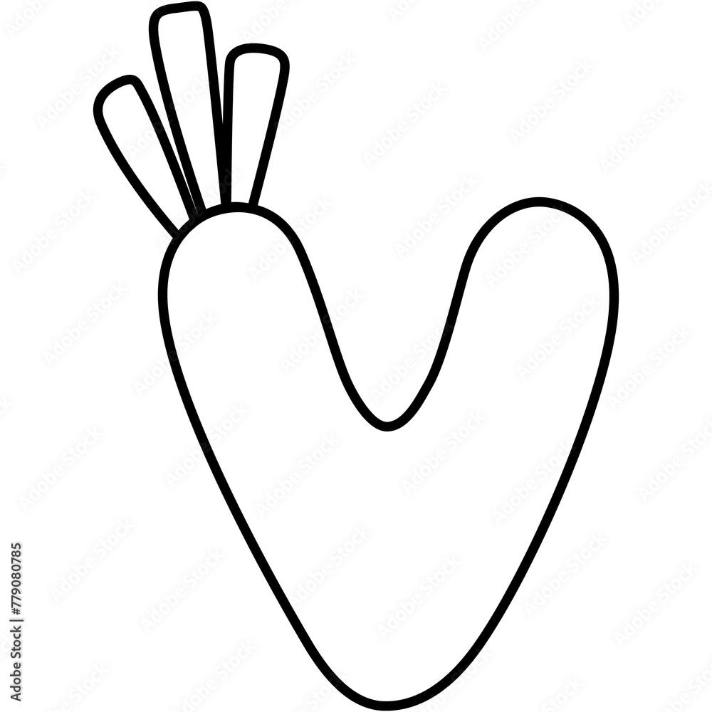 Carrot Alphabet V Outline Carrot Alphabet V Outline