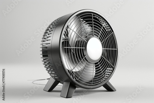 A fan is sitting on a table. Summer heat concept