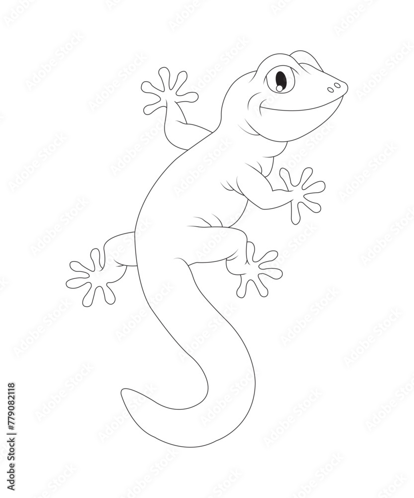 Chameleon coloring page for kids and adults black and white coloring ...