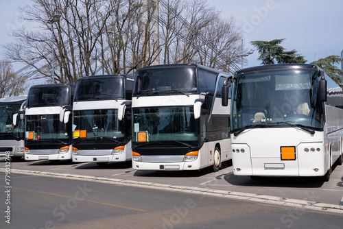 Bus station. Parking of tourist buses