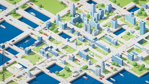 urban transit map in vibrant color