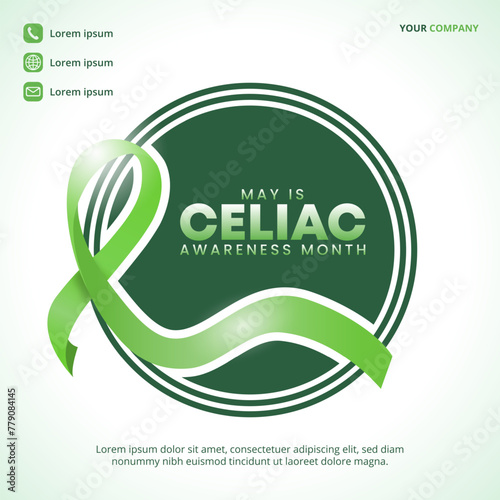 Celiac Awareness Month background with a green ribbon photo