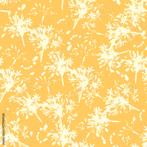 Retro silhouette meadow flowers seamless pattern in vector EPS10, retro style design for fashion, fabric, web, wallpaper, packaging and all prints on vintage brown background