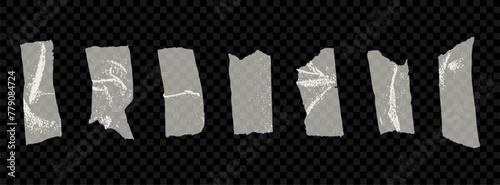 Vector semi-transparent paper tapes with a xerox or photocopy effect in a pop art style. Set of different elements for collage or retro design. Vector illustration.
