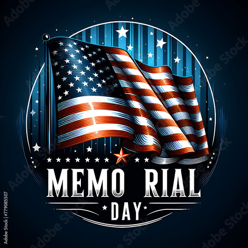 Poster Design Memorial Day of Remember and Honor Vector Illustration with American Flag white background.