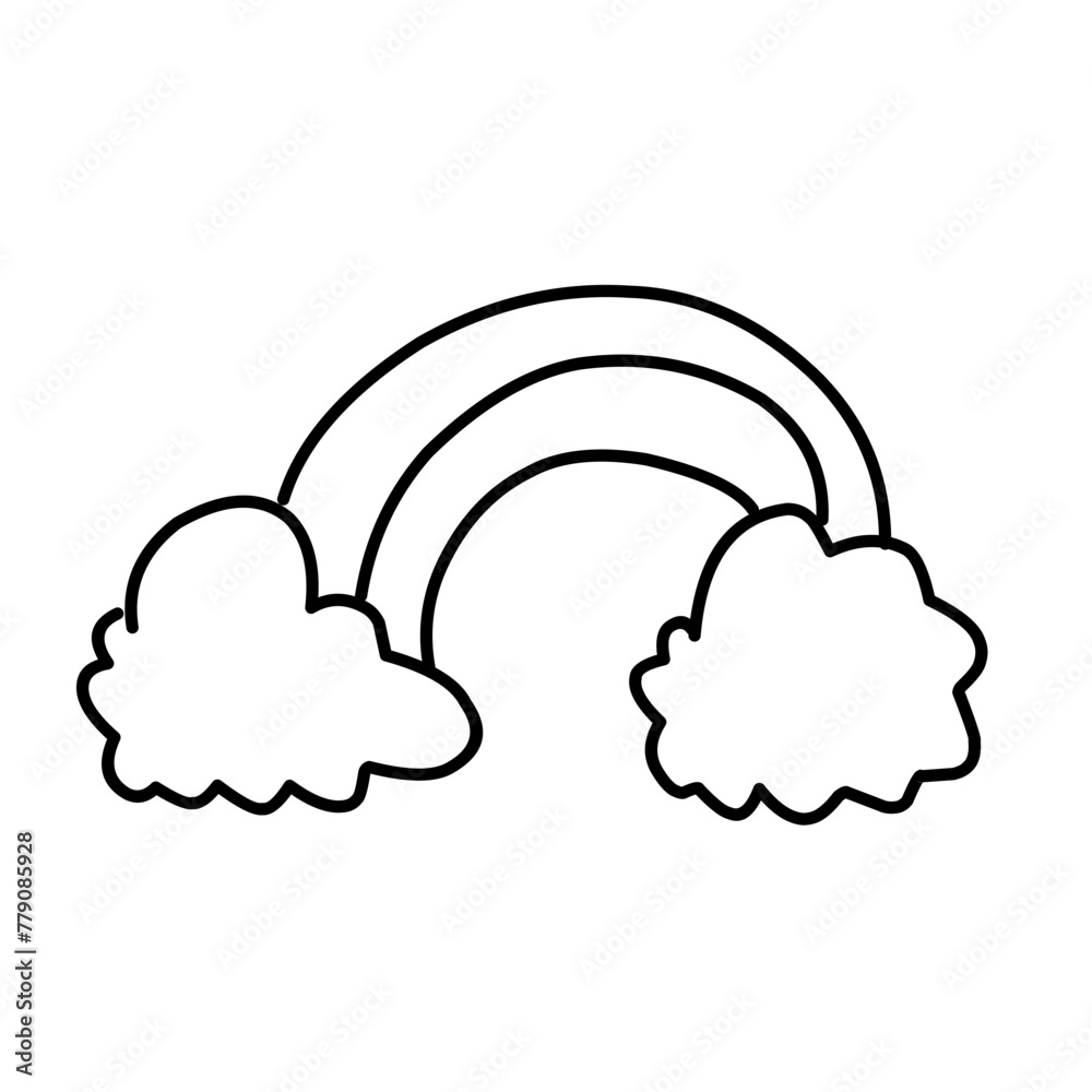 Rainbow and clouds icon.. Line style. Rainbow and clouds icon.. Line style.