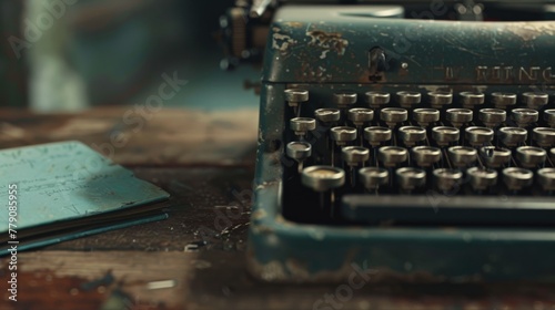 Vintage Typewriter on Wooden Desk