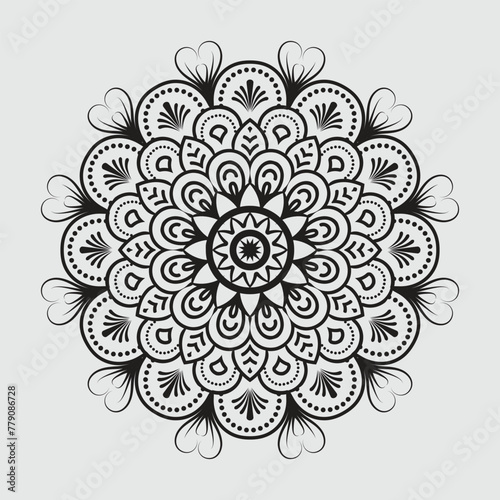 Black and white mandala ornamental pattern  floral mandala ornament