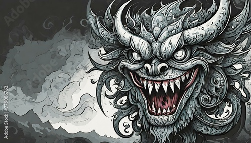 face of a vampire wallpaper Monster face made out of smoke AI illustration