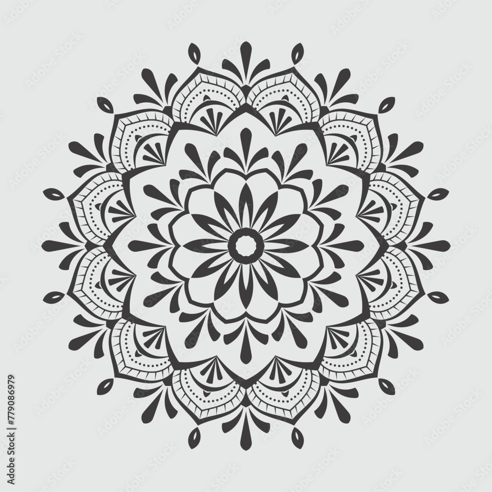 Black and white mandala ornamental pattern, floral mandala ornament Black and white mandala ornamental pattern, floral mandala ornament