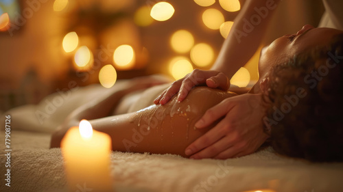 A woman receiving a massage in a spa setting
