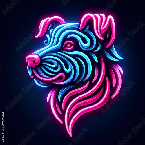 Background with a neon dog