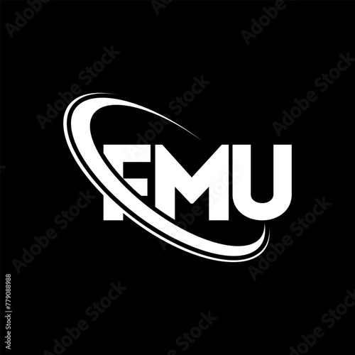 FMU logo. FMU letter. FMU letter logo design. Initials FMU logo linked with circle and uppercase monogram logo. FMU typography for technology, business and real estate brand.