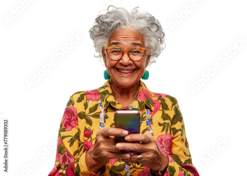 Senior South American Lady Texting on Phone © Аrtranq