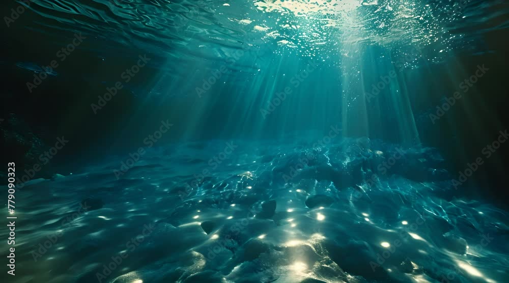 underwater view with rays of light from above