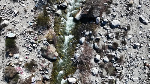 Mill Creek Near Thurman Flats Picnic Area in the San Bernardino Mountains, Southern California with the Canyon Looking Down From a UAV Drone photo