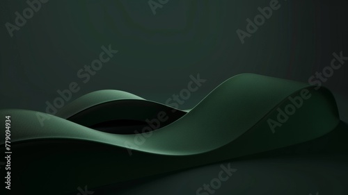 green gradient, curved shape, black background, 3d render, simple shapes, 