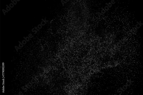 White texture on black background. Light pattern textured. Abstract grain noise. Water realistic effect. Illustration, EPS 10.