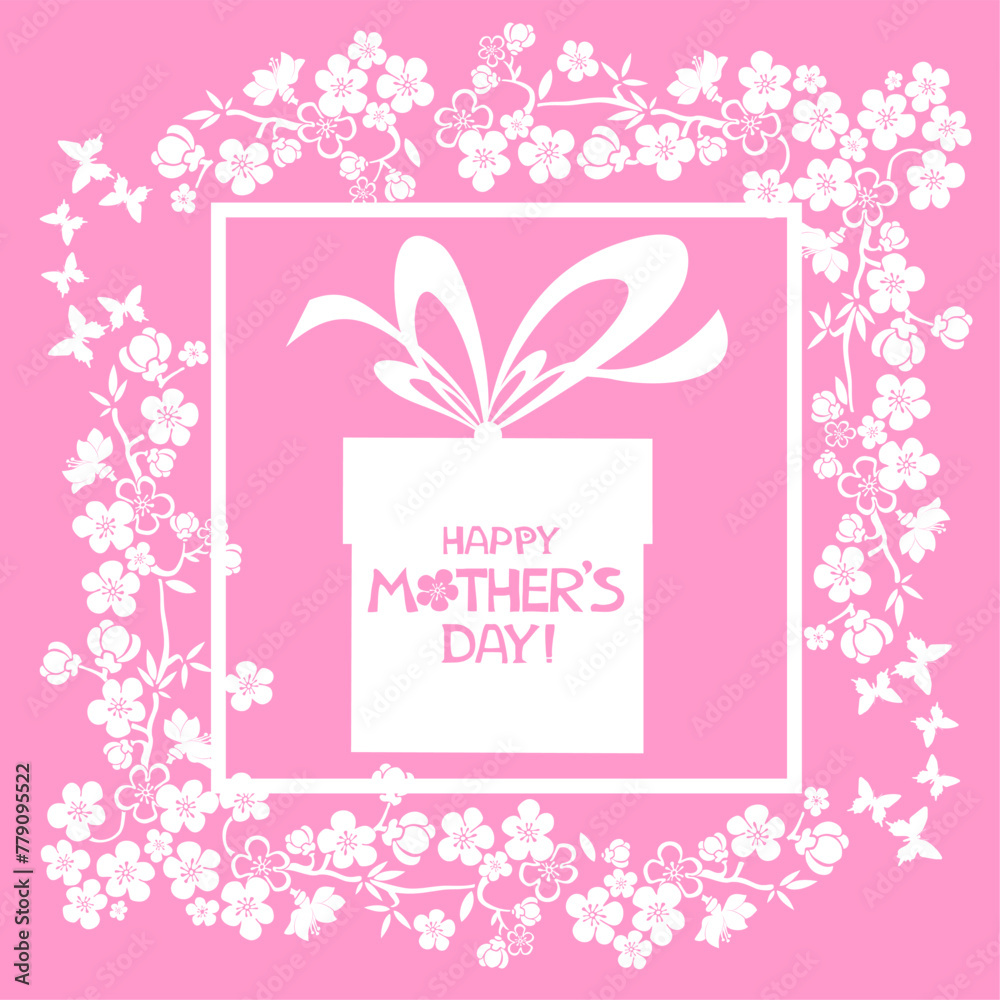 Happy Mother's Day! Greeting card. Celebration pink background with gift boxes and place for your text. present box. Sale design template. Vector Illustration 