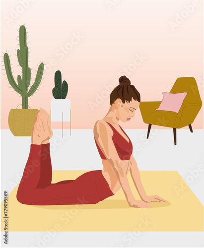 femme qui fait du yoga chez elle