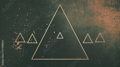 Abstract Poster design of Triangle shapes on worn gradient background, grunge, grain effect